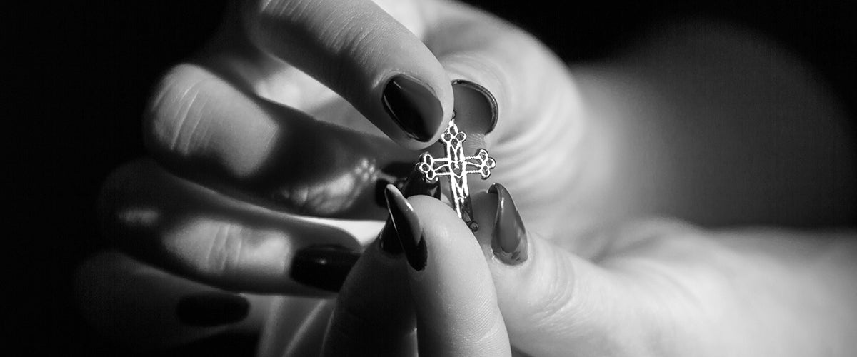 Embrace the Dark Elegance: Gothic Style Cross Stud Earrings in Titanium
