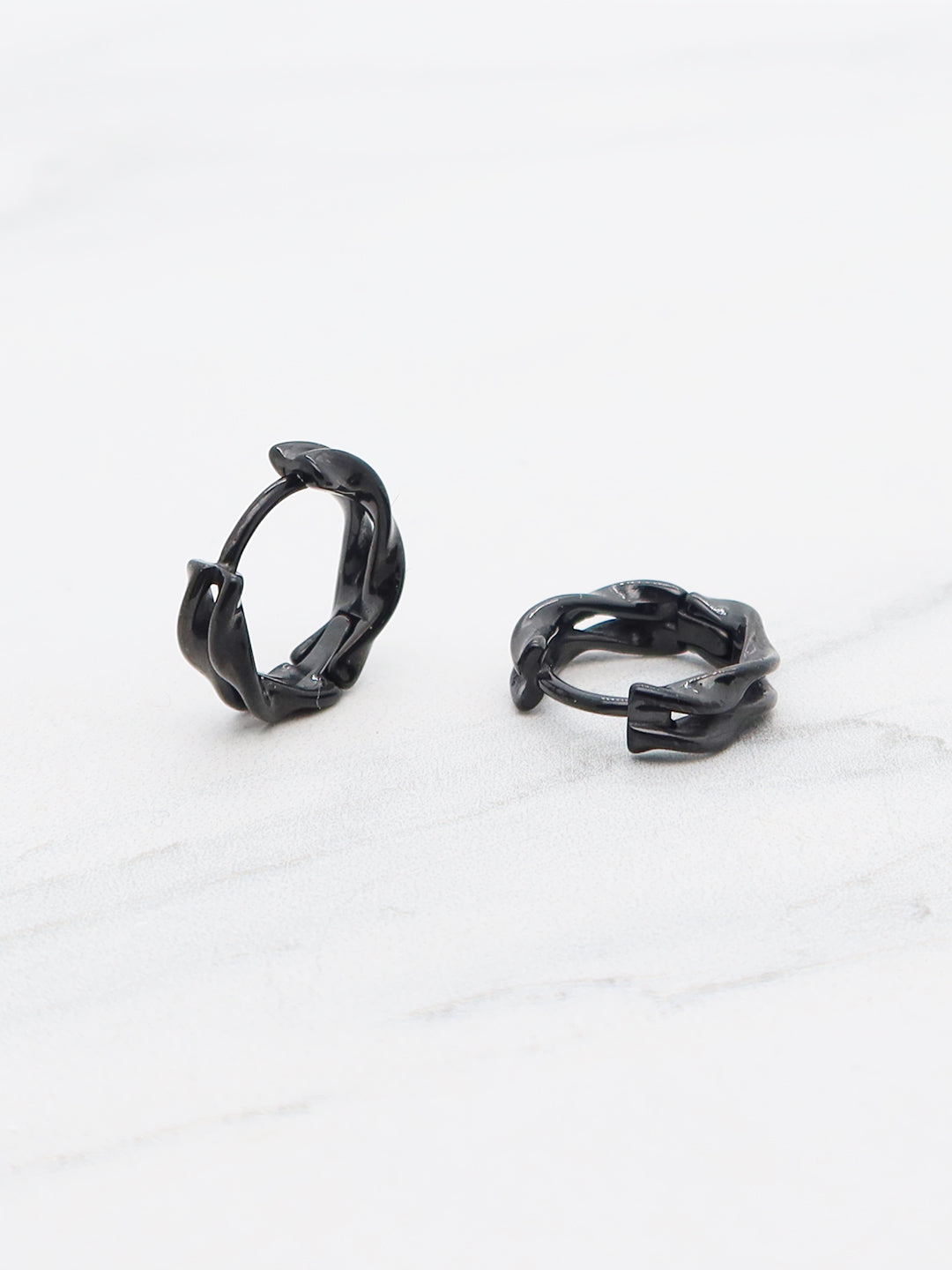 Black Twisted Hoop Earrings for Punk and Gothic Style