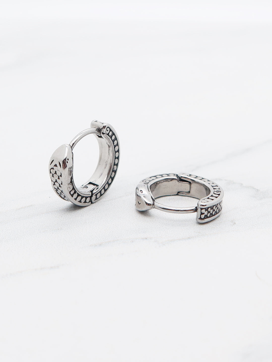 Serpent Embrace Hoops - Snake-Inspired Titanium Earrings