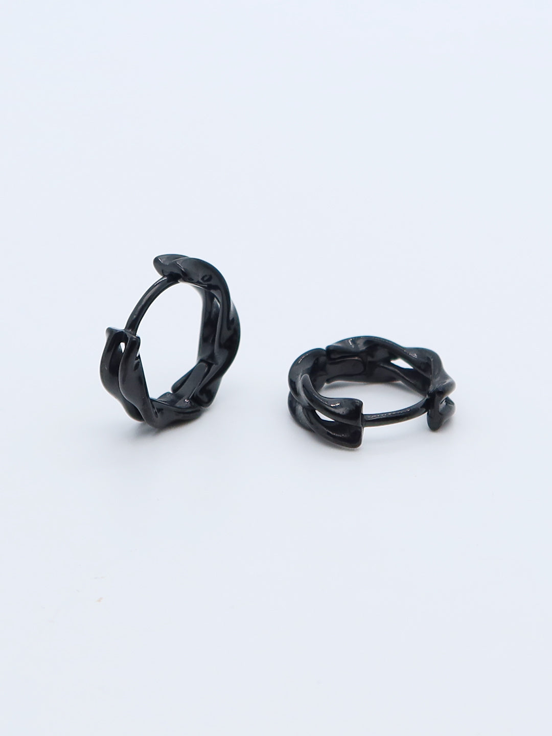 Black Twisted Hoop Earrings for Punk and Gothic Style