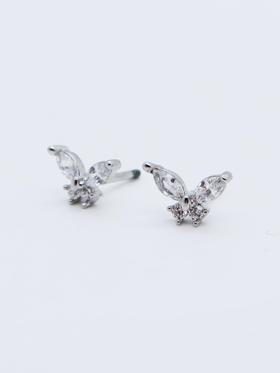 Crystal butterfly stud earrings with screw-back closure