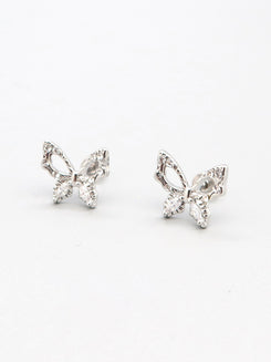 Delicate Crystal Butterfly Earrings with shimmering wings and screw-back closure