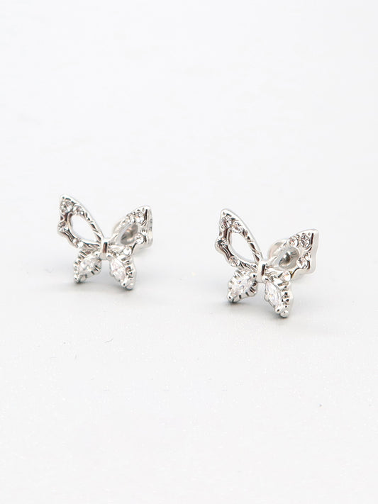 Delicate Crystal Butterfly Earrings with shimmering wings and screw-back closure