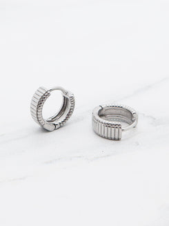 Grooved stripe titanium huggie earrings Blackfox jewelry