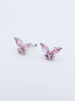 Pink Marquise Crystal Butterfly Stud Earrings with Titanium Screw-back Closure.